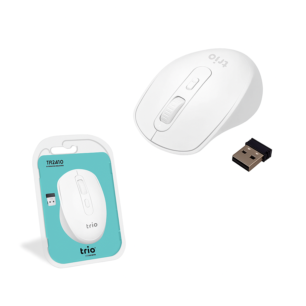 TRİO TR2410 Beyaz Kablosuz Mouse – 2-4GHz Wireless, 1600 DPI, Sessiz Tıklama